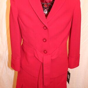 New Anne Klein Crimson Suit With Pleated Skirt